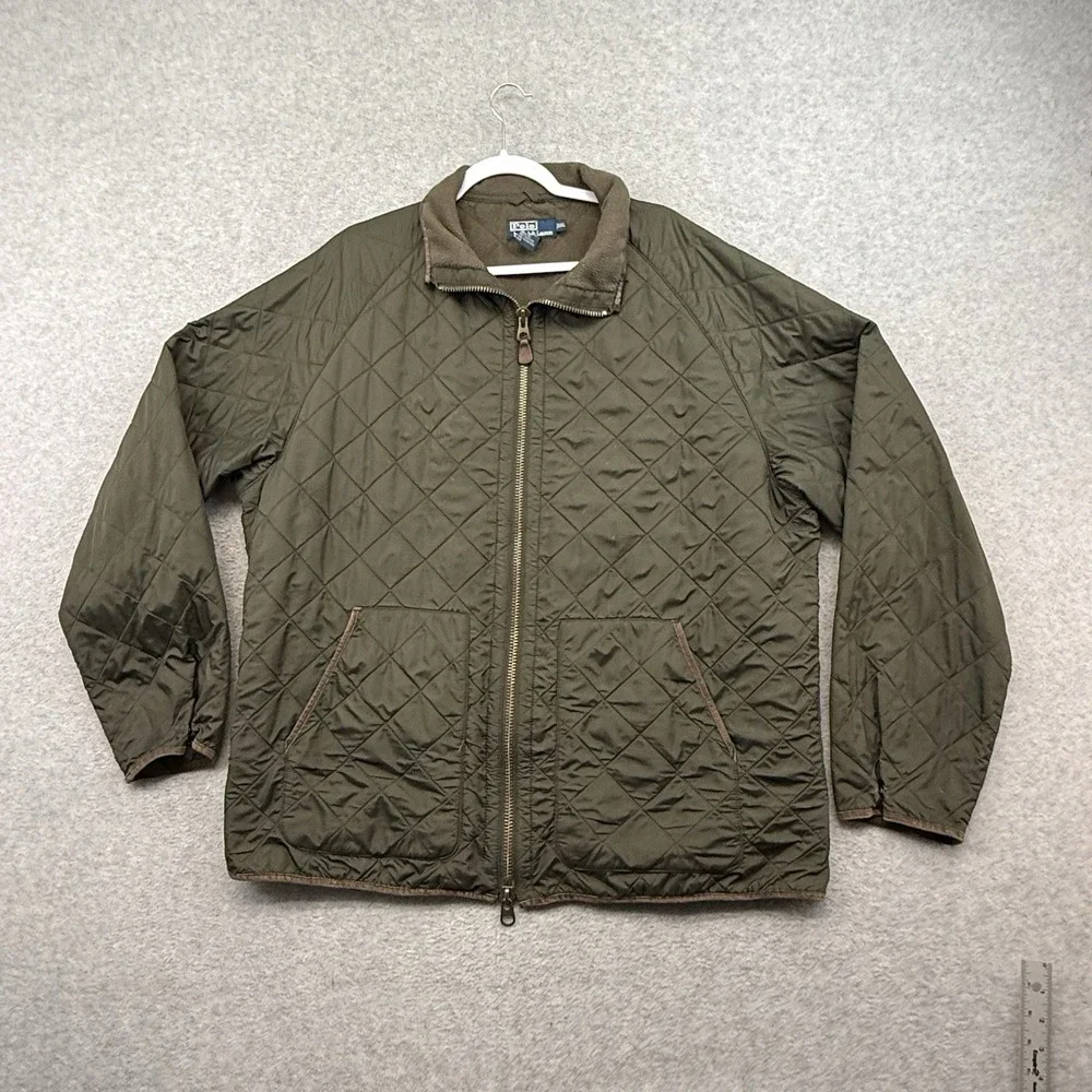 Vintage Polo Ralph Lauren Olive Green Quilted Field Jacket Corduroy Trim Men XXL